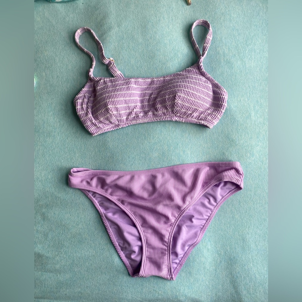 NWOT purple striped bikini set
